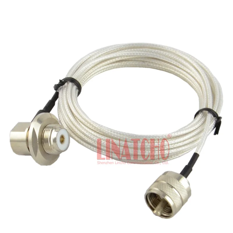 5 Meter White RG316 Low Loss Coxial Coated Car Radio PL259 UHF to M SO239 Antenna Extension Cable
