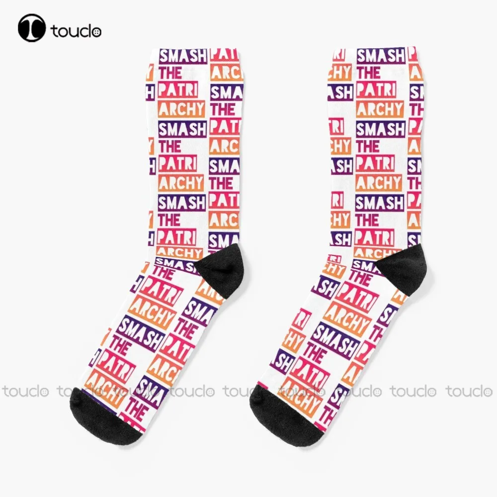 

Smash The Patriarchy Feminism Socks Cute Pattern Funny Autumn Cartoon 360° Digital Print Christmas New Year Gift Custom Gift Art
