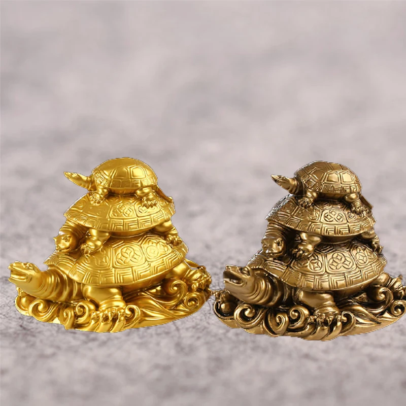 

Fortune Three Generations of Turtles Ornaments Office Home Decoration Metal Animal Turtle Figurines Gift