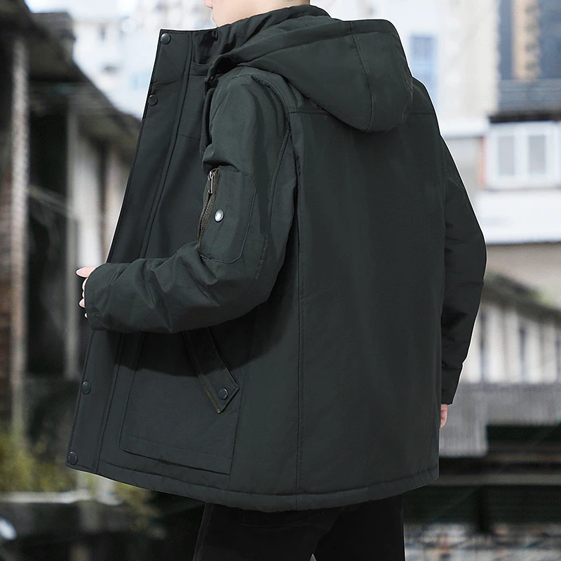 Winter Jacket Men 2022 Fashion  Hooded Male Parka Jacket Mens Solid Thick Jackets Cotton Coats Man  Warm Parkas Windbreaker 4XL