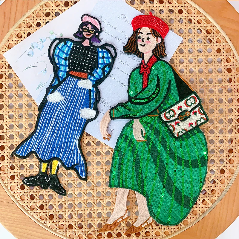 Нашивки с вышивкой для девочек тканевые мультяшными персонажами и блестками