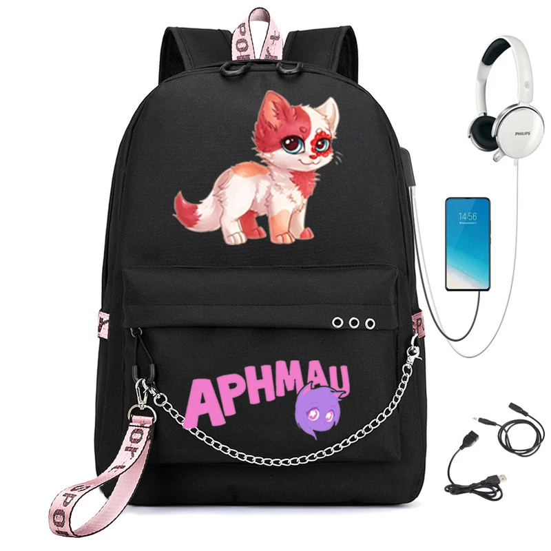 Рюкзак Aphmau школьная сумка с зарядкой через USB водонепроницаемый студенческий