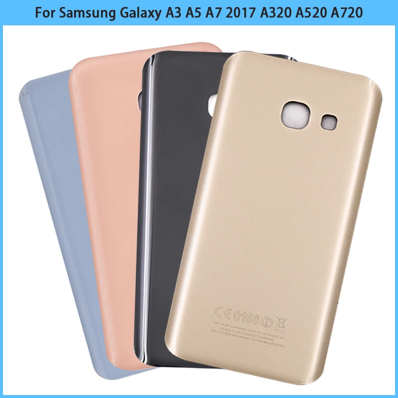 

New For Samsung Galaxy A3 A5 A7 2017 A320 A520 A720 Battery Back Cover Rear Door Glass Panel A520F Housing Case Adhesive Replace