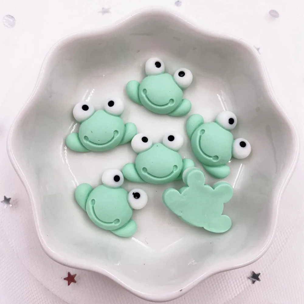 Ручная роспись кавайные красочные 3D зеленые лягушки с плоским основанием