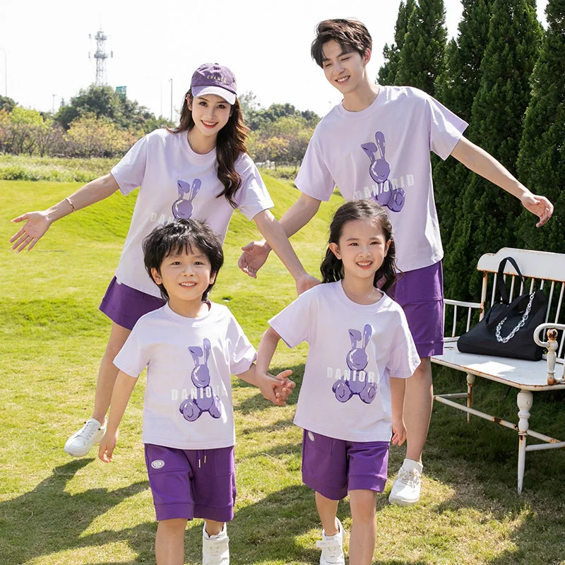 

Same Family Matching Outfits Man and Woman Matching Short Sets Mom Daughter Tee Shirt Two Piece Clothes Dad Son T Shirt Clothing