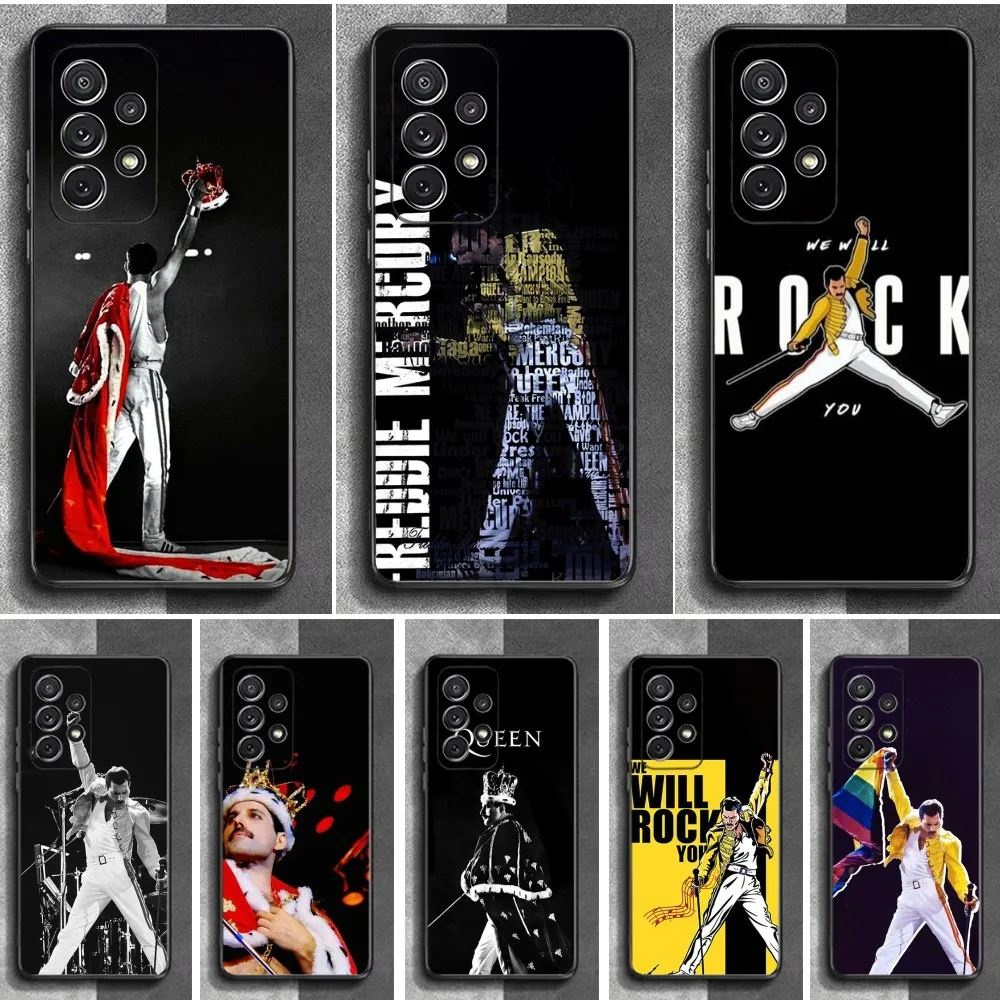 F-Freddie M-Mercury Queen Phone Case For Samsung S25 S24 S23 S22 S21 S20 S10 Ultra Plus Lite FE Soft Silicone Black Cover