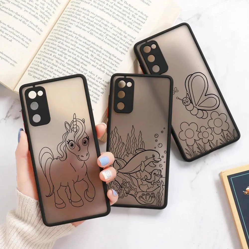 

Animal A52 5G Case For Samsung A53 5G Case A71 A51 A33 A22 A32 A42 A13 Galaxy A72 A73 Matte Cover Unicornio Dolphin Dinosaur Pig