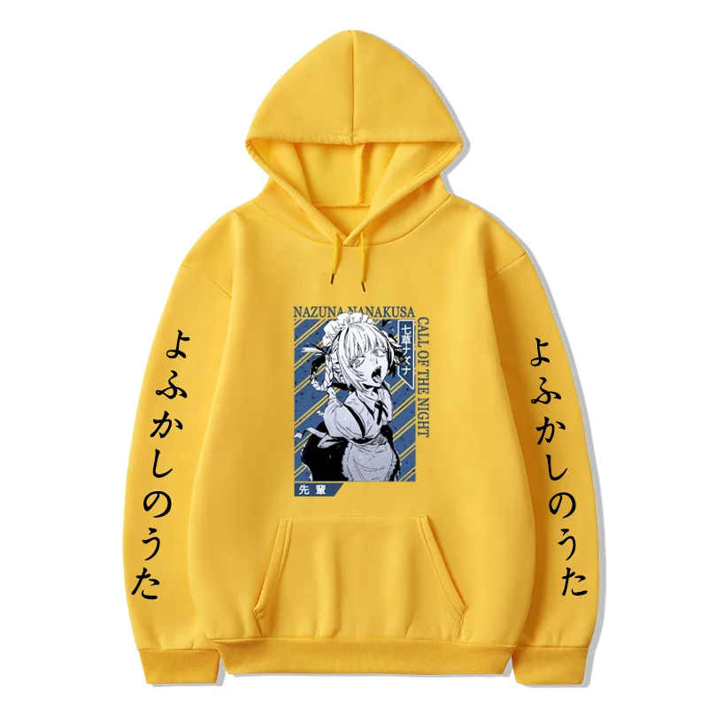 

Толстовка Nazuna Eyes мужская с длинным рукавом, повседневный свитшот с надписью «Call of The Night», топ в стиле Харадзюку, Y2k, милая женская одежда