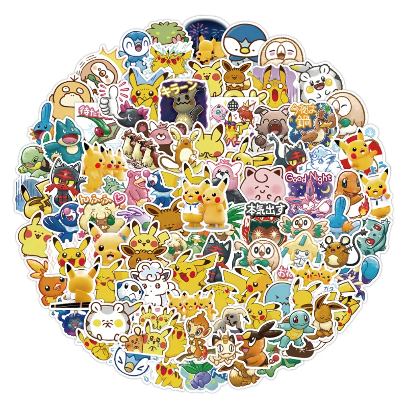 

60 Cute Pokemon Stickers Cartoon Anime Pocket Elf Small Stickers Pikachu Hand Account Decoration