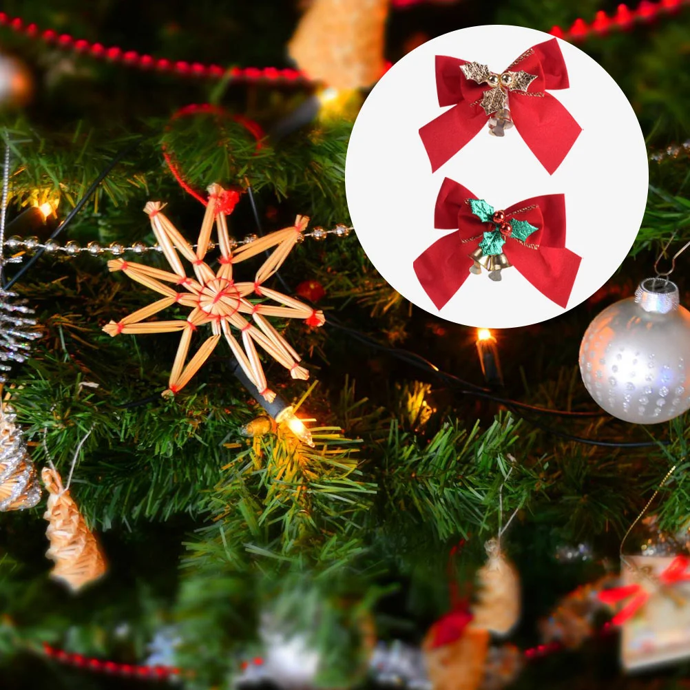 

20PCS Bowknot Bell Pendant Christmas Tree Decor Bowknot Hanging Ornament