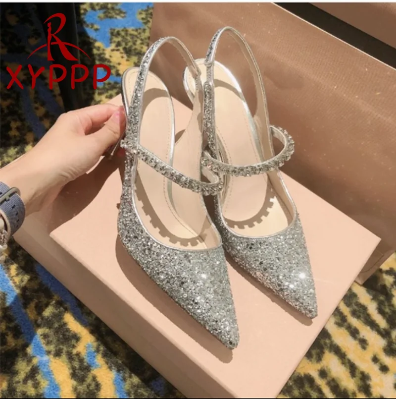 

Новые туфли-лодочки сандалии для женщин универсальные туфли на шпильках с острым носком Стразы Baotou из лакированной кожи женские туфли