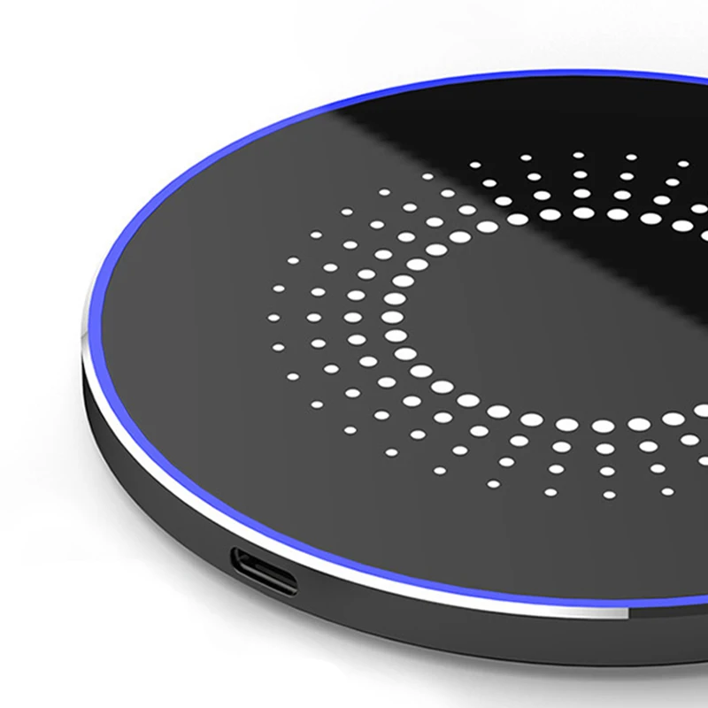 15 Вт Беспроводное зарядное устройство стеклянный зеркальный металлический