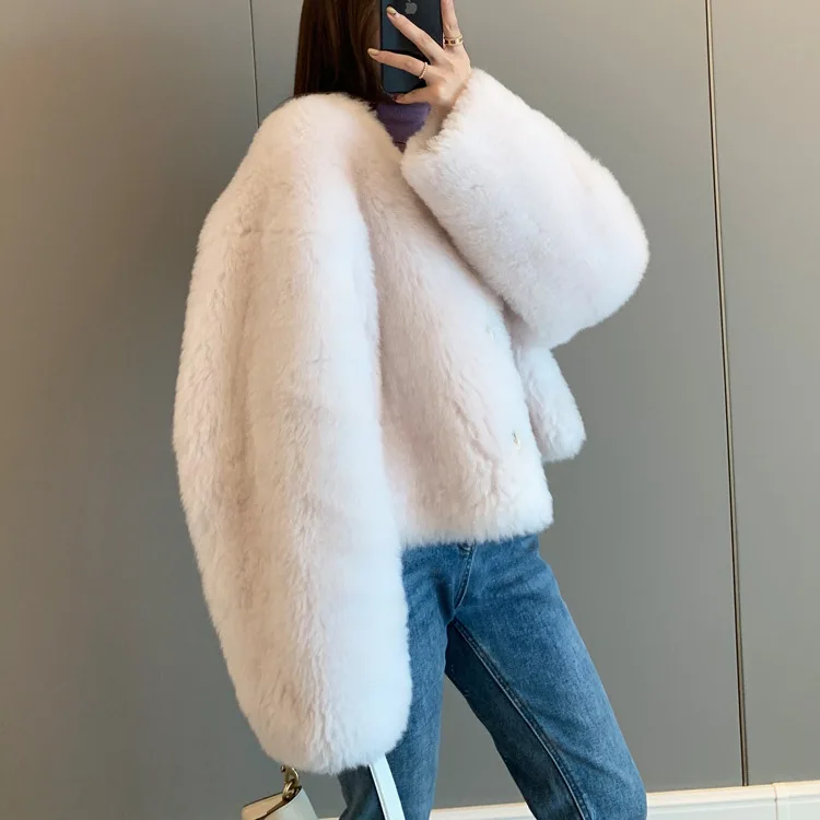Lamb wool sheep sheared thick fur coat