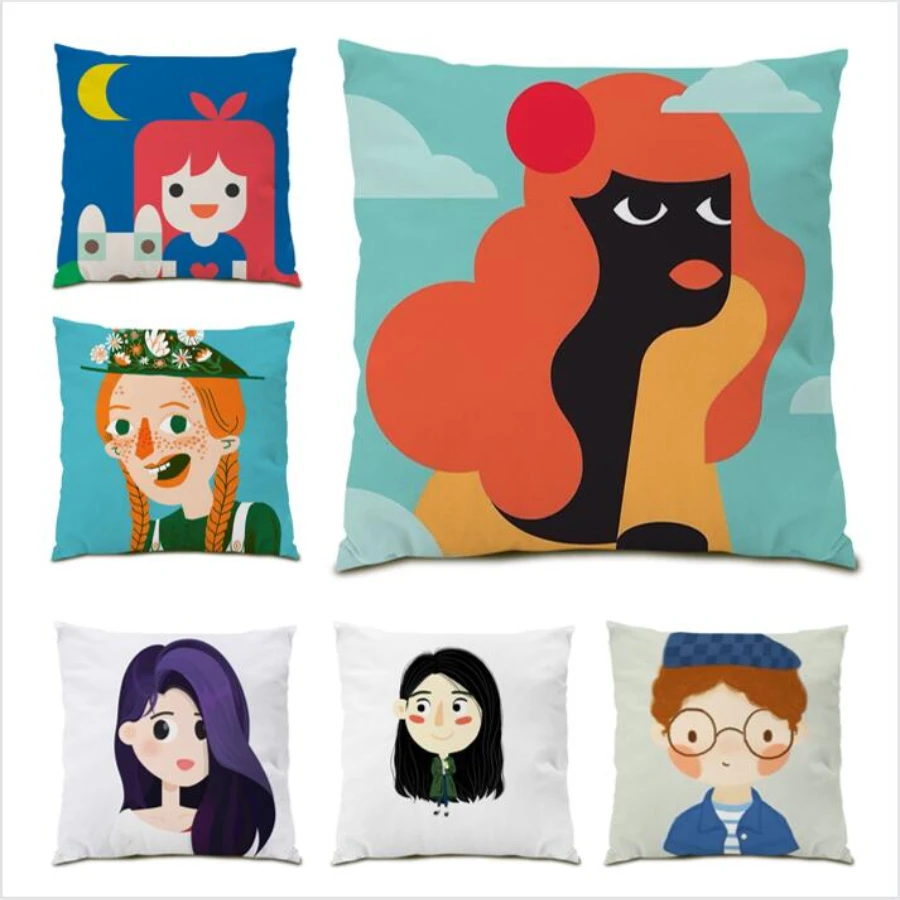 

Pillow Case Throw Pillow Covers Line Abstract Avatar Character Home Decor Cushion Cover 45x45 Polyester Linen Luxury E0186