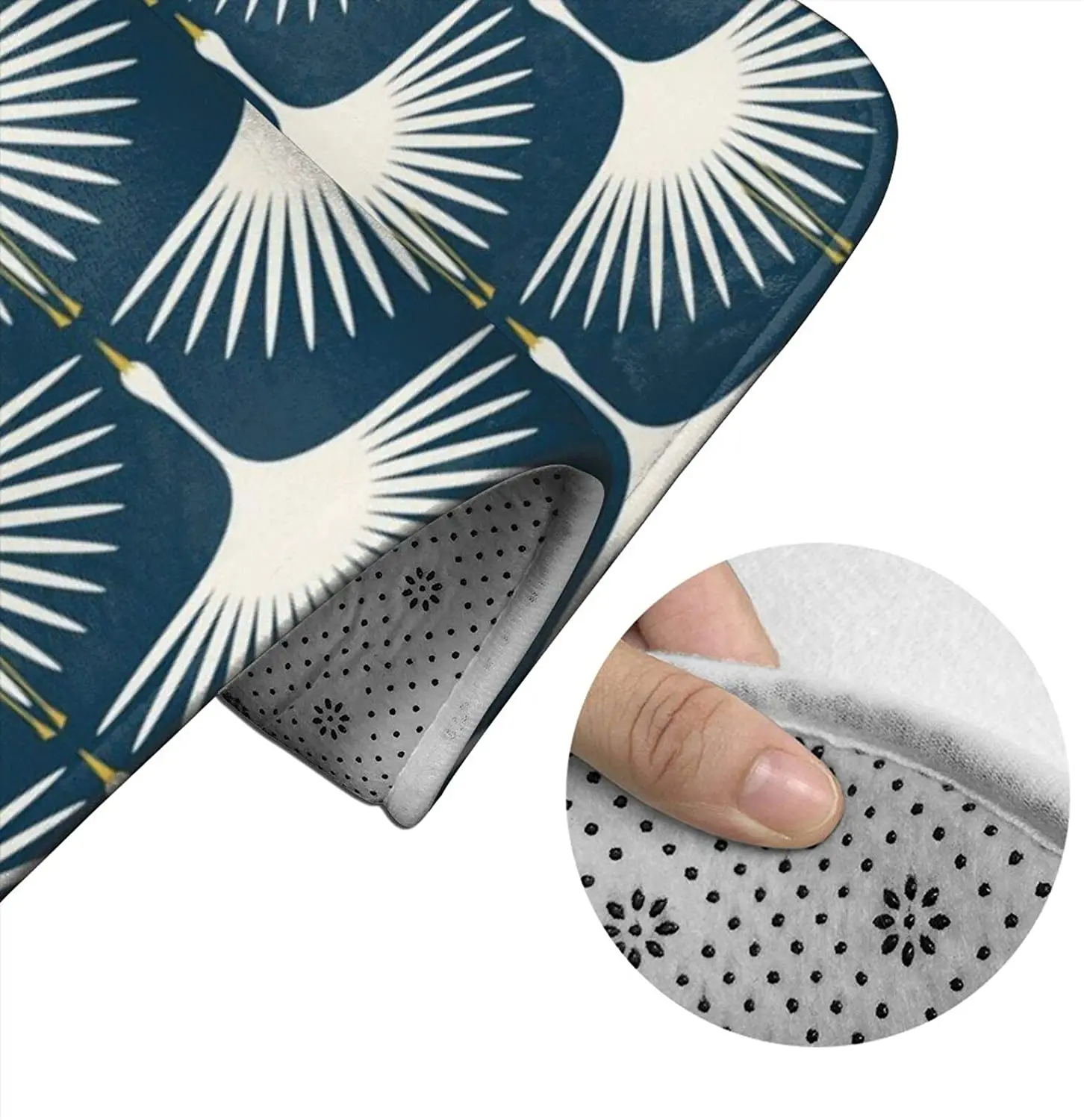 

Art Deco Swans () navy Bathroom Mat Sets 3 Piece Set Rugs Memory Foam Mat Set Toilet Seat Cover Bath Mat Lid Cover