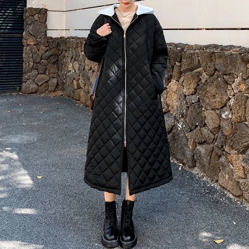 cotton padded jacket for women in autumn and winter, long, over knee, loose and large, Korean  jacket  winter coat women