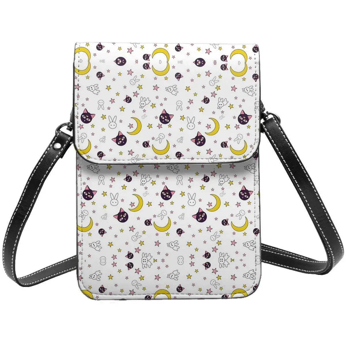 

Luna Sailor Moon Leather Cell Phone Purse Stuff Fashion Female Anime Crossbody Bag Card Holder Wallet Portable