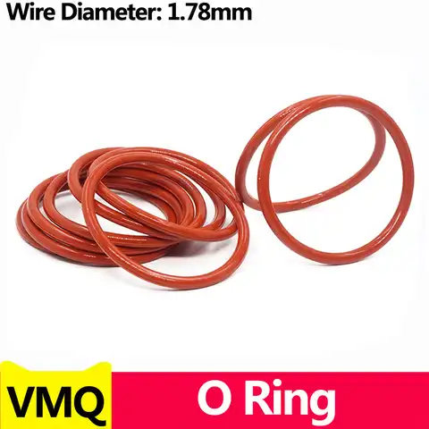 Силиконовые резиновые кольца VMQ красного цвета, уплотнительные кольца, ремонт скелета, масляная прокладка, шайба ID 1,78 мм