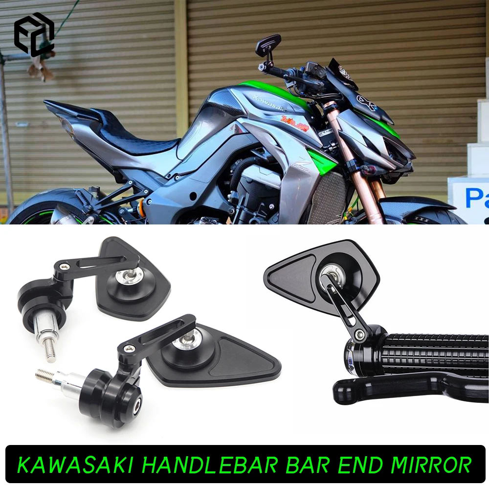 Motorcycle Black CNC Aluminium Handlebar Bar end  Mirror  M8 8MM Bolt-on For KAWASAKI Z800 Z900 Z900RS ZH2 Z1000 Z400 Z1000R