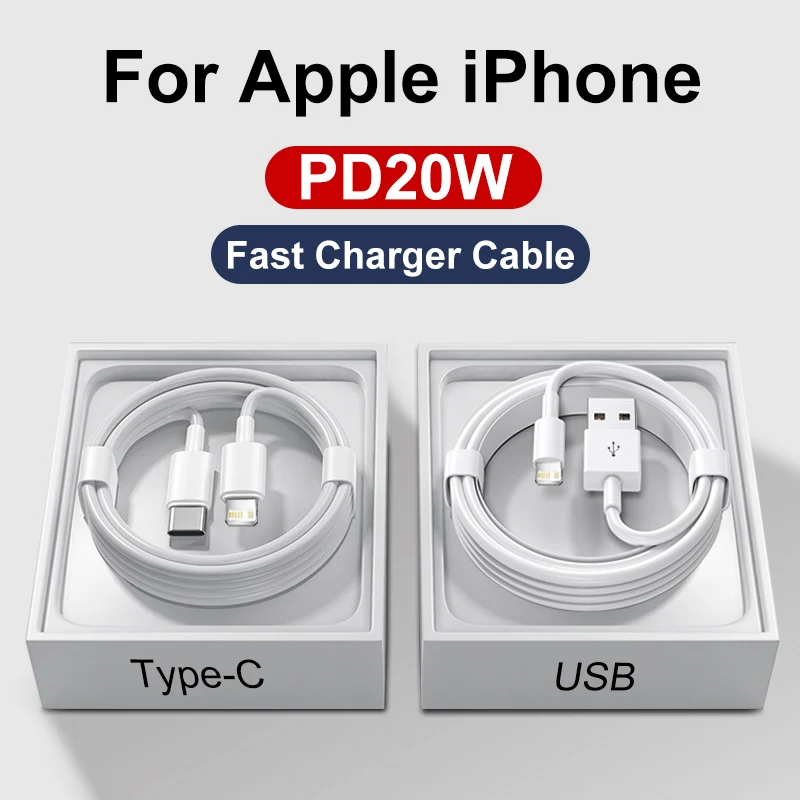 

For Apple Original PD 20W Lightning Fast Charging USB C Cable For iPhone 14 13 12 11 Pro Max X XS Type C Charger Phone Data Line