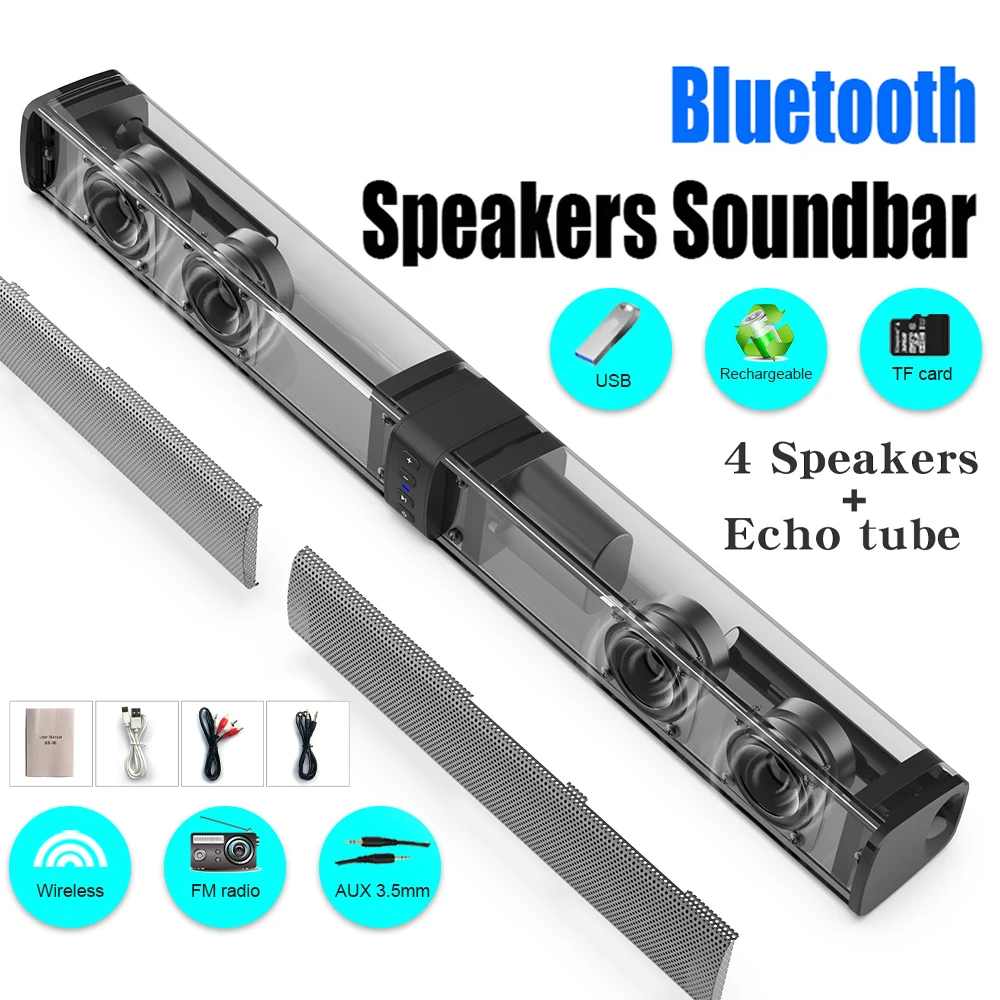 Фото Саундбар BS-36 20W 3D Stereo Bluetooth, портативная съемная колонка для настольного ТВ, беспроводная аудиосистема для домашнего кинотеатра №2