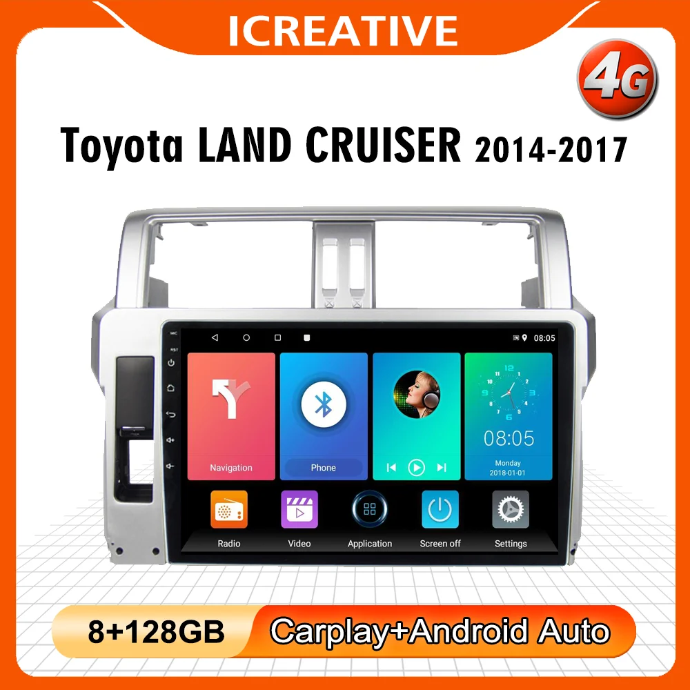 

2 Din Car Radio For Toyota LAND CRUISER PRADO 2014 2015 2016 2017 Android Multimedia Player Navigation GPS 4G WiFi Carplay