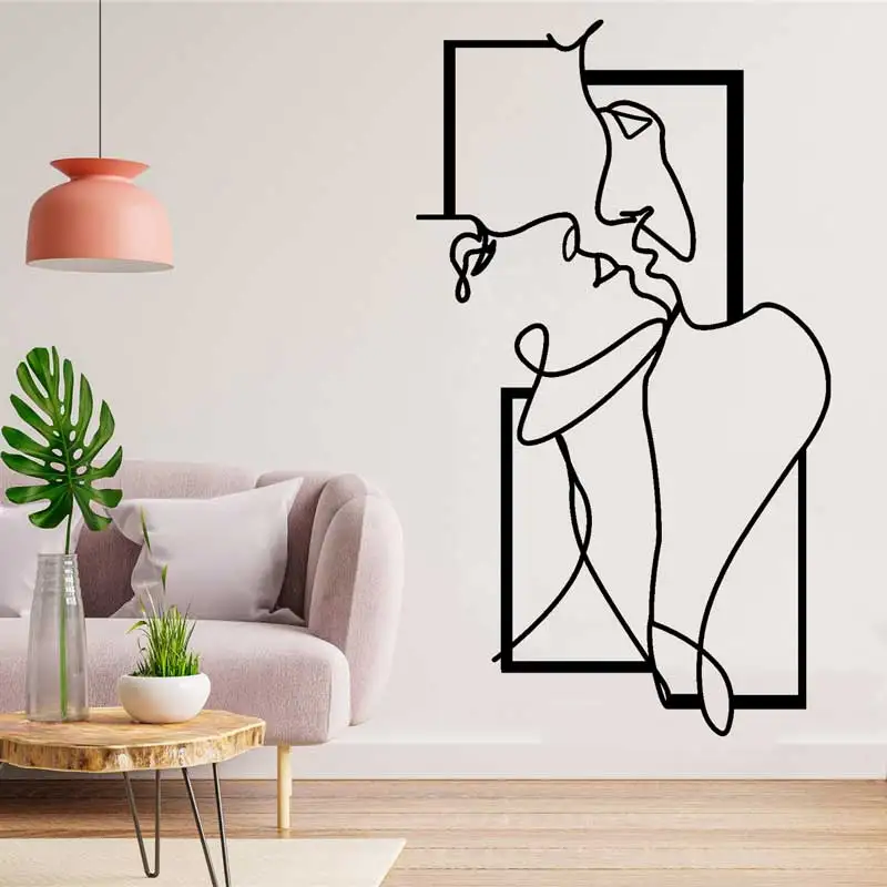 

Fashion Lines Nude Body Men and Women Couple Art Vinyl Wall Stickers Home Living Room Bedroom Abstract Art Decor Stickers Gifts