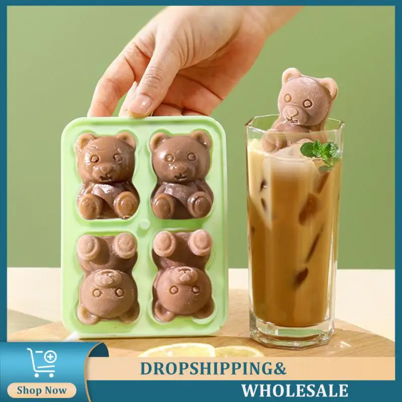 

Silicone World DIY 4/2 Cute Bears Shape Ice Cube Silicone Mold Ice Grid Home Kitchen Ice Cream Molds Ice Ball Ice Making Box