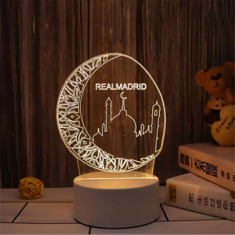 2022 LED 3D Eid Mubarak декоративное украшение светильник Kareem Рамадан Декор для дома Al Adha