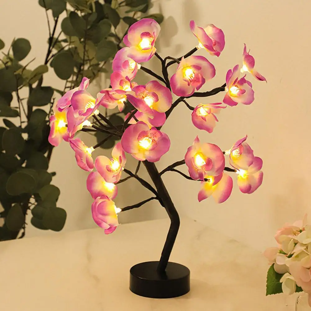 Tabletop Bonsai Lamp Tree Lamp DIY Artificial Light Phalaenopsis Tree Light Switch LED Night Light Bedroom Decor