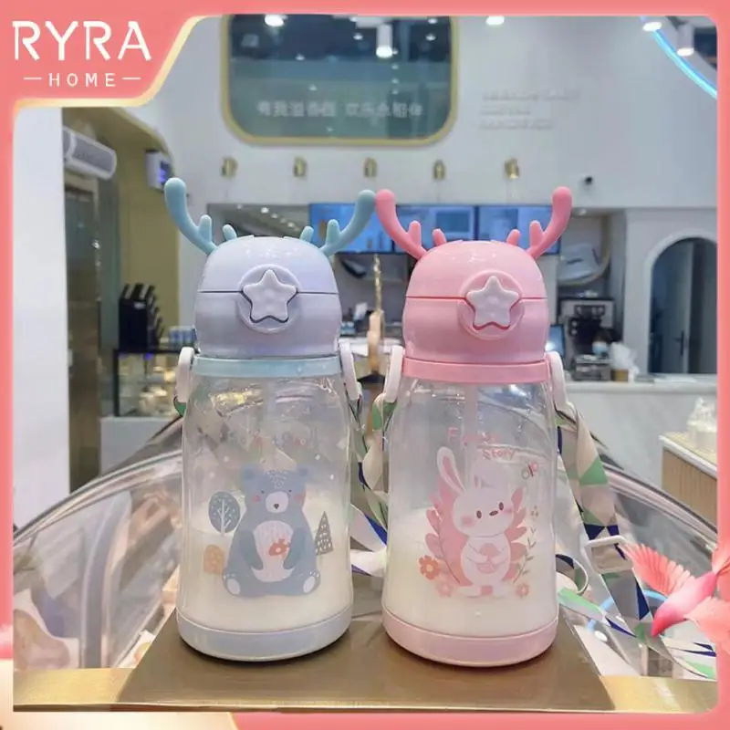 

Large-capacity Water Cup Anti-skid And Fall-resistant Sealed Design Straw Cups Food-grade Silicone Nozzle Cartoon Plastic Cup