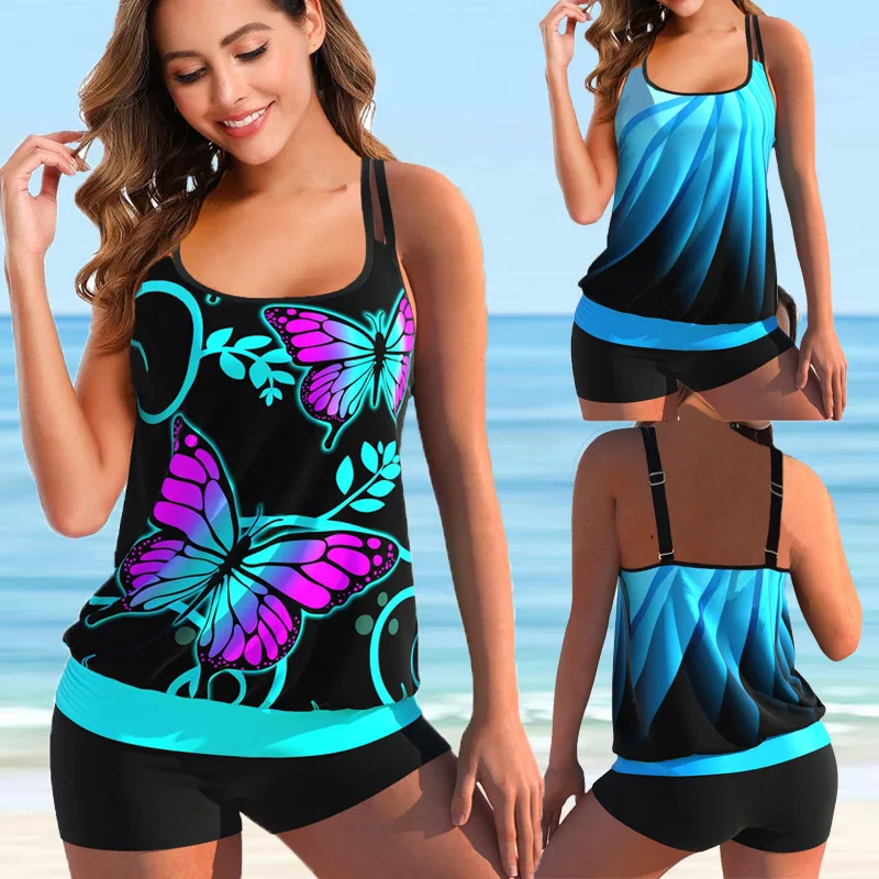 

Tankini Sets Swimwear Women Monokini Swimsuits Bathing Suit Bikinis Beachwear Print Sexy Tank Two Piece 2022 Plus Size 5XL Fit