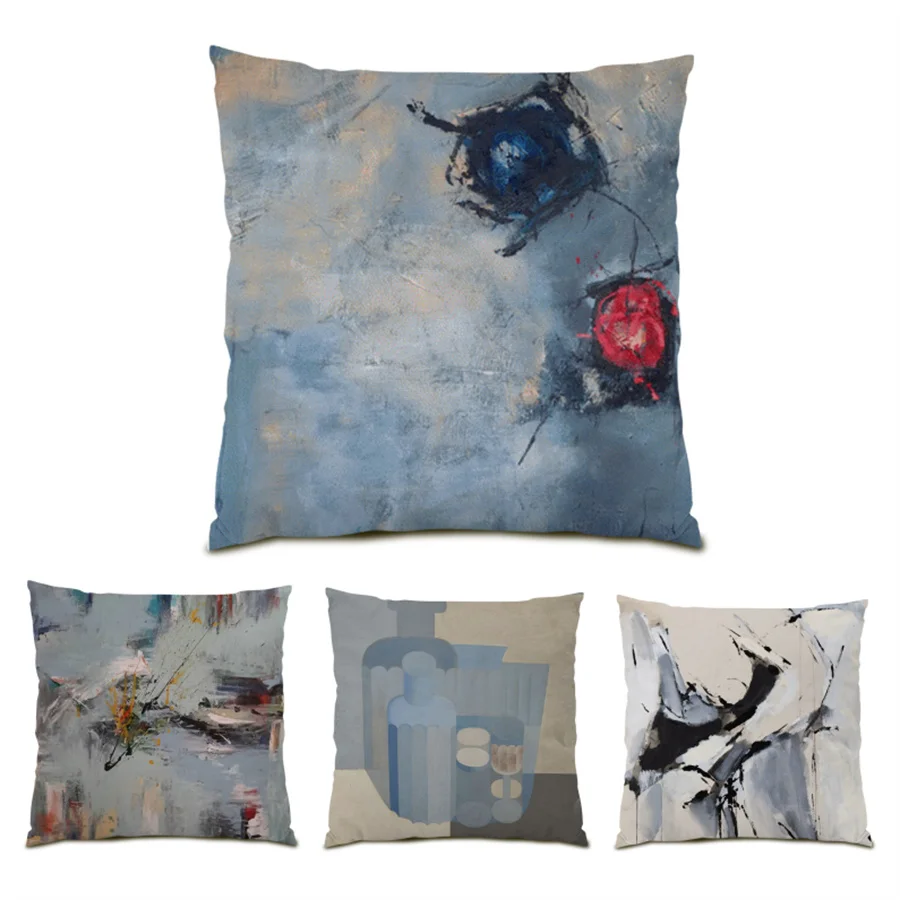 

Abstract Living Room Decoration Polyester Linen Pattern Sofa Decorative Pillow Cases Artistic Velvet 45x45 Cushions Cover E0333