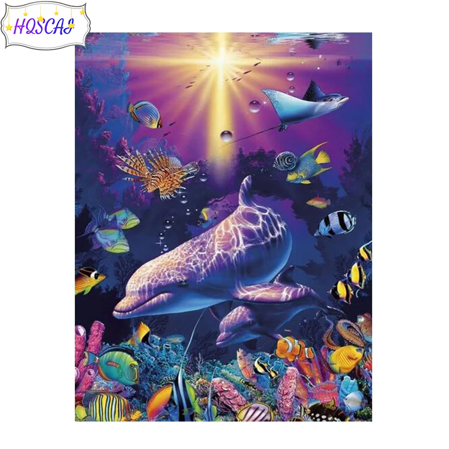 

Алмазная 5D картина «сделай сам», Набор для вышивки подводными животными, полная выкладка, мозаика, искусство, картина стразы, Декор, подарок,...