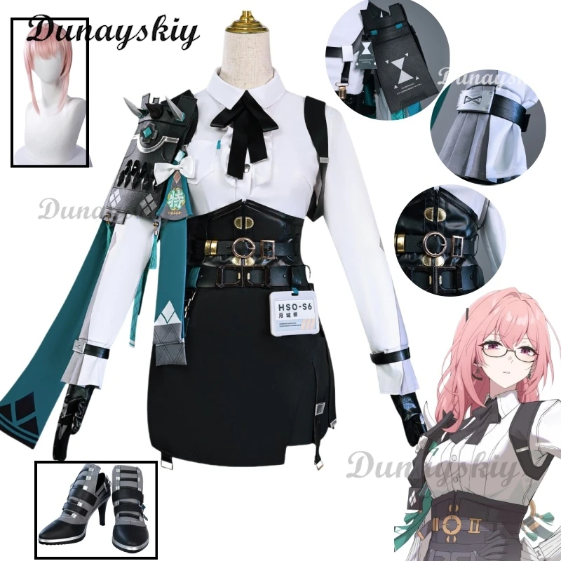 Игра Zenless Zone Zero ZZZ Tsukishiro Yanagi Косплей Костюм Парик Очки Обувь Женское Платье