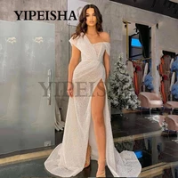 glittery see through mermaid evening dresses backless front high split sweep train prom party gown robes de soir%c3%a9e %d9%81%d8%b3%d8%a7%d8%aa%d9%8a%d9%86 %d8%a7%d9%84%d8%b3%d9%87%d8%b1%d8%a9