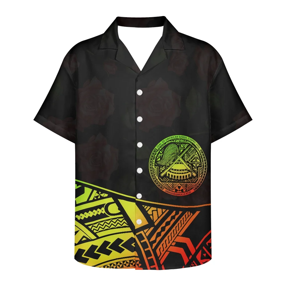 2022 Men's Shirts Polynesian Traditional Tonga Logo print Spring And Summer Clothes Short-Sleeved New Design V Neck Men's Shirts