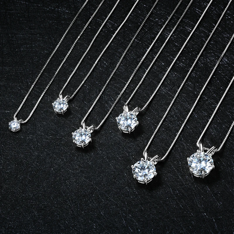 Фото RAPRGOLD GRA сертифицированные многоразмерные круглые ожерелья с подвеской из муассанита для женщин, стерлинговое серебро 925 пробы, цепочка-пасьянс, ювелирное изделие, подарок №4