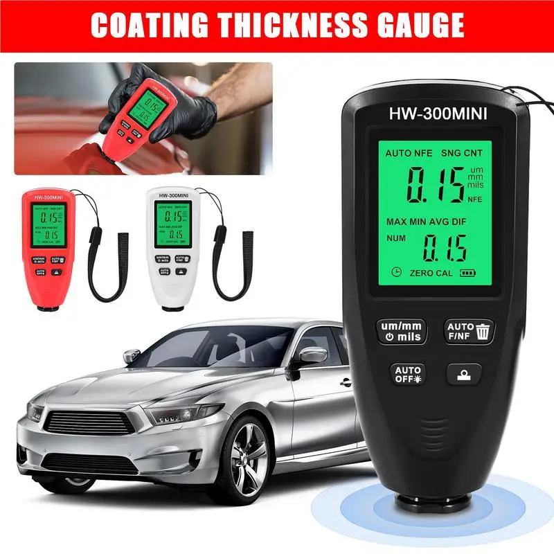 

Coating Thickness Gauge Auto Paint Digital Meter Thickness Measurement Tester Resolution 0.04mils FE NFE Vehicles Detection