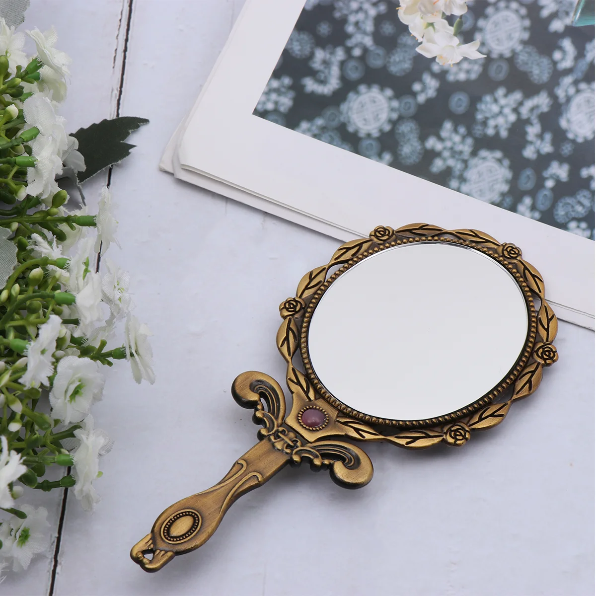 

Mirror Hand Handheld Makeup Handle Up Vintage Make Headband Travel Mermaid Compact Mini Vanity Mirrors Decorative Size Oval