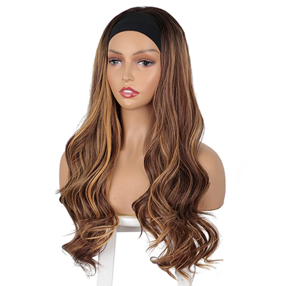 AISI BEAUTY Synthetic Headband Wig Long Body Wave Highlight Wig for Black Women Mixed Ombre Honey Blonde Daily Party Cosplay Wig