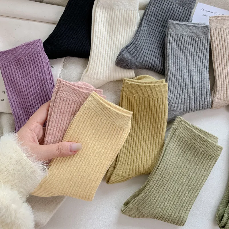 5 Pairs Socks For Women Casual Colorful Fashion Autumn Cashmere Socks Women's Winter 2023 New Absorb Sweat Warm Socks Long Girls