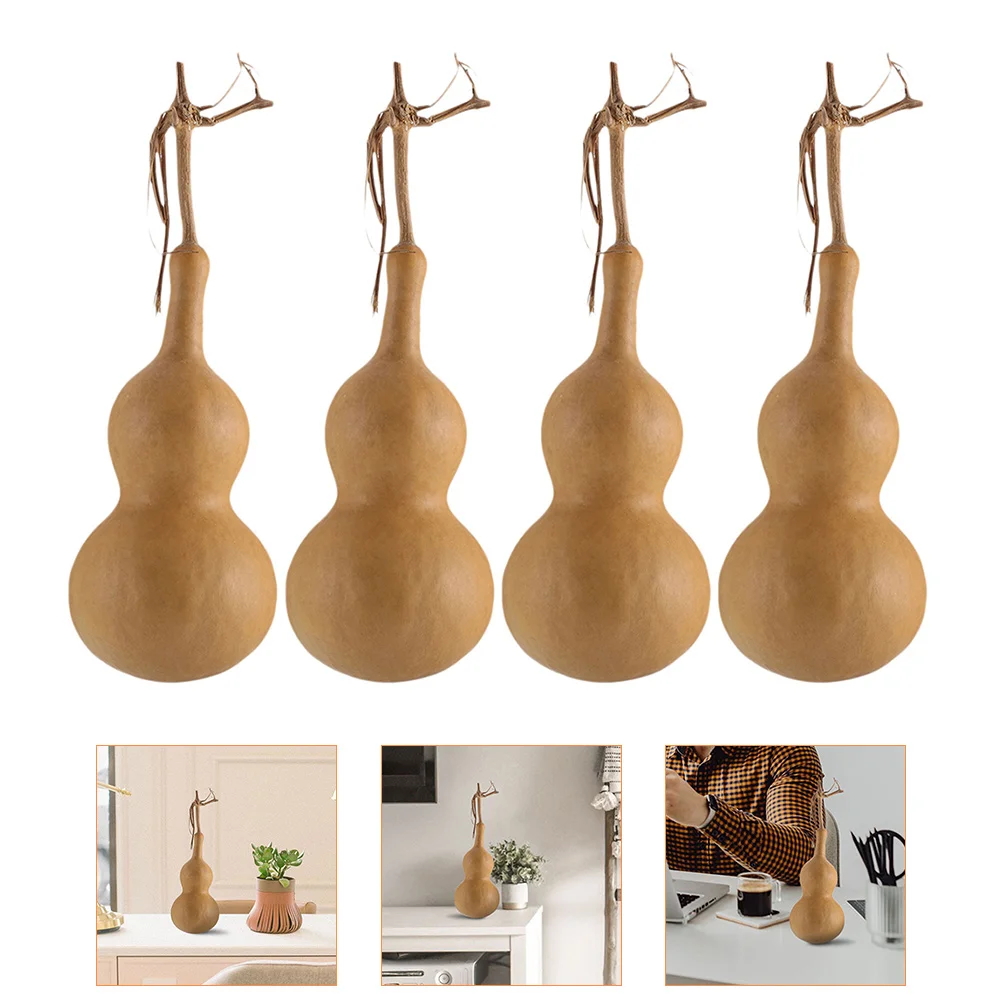 

4 Pcs White Skin Pressed Waist Gourd Decorative Craft Home Accessories Toy House Decorations Adornment Accessory Tabletop