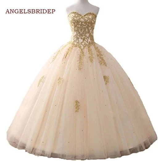 

ANGELSBRIDEP милое бальное платье, платье Quinceanera 15 для вечевечерние НКИ, официальное Золотое блестящее платье для дня рождения