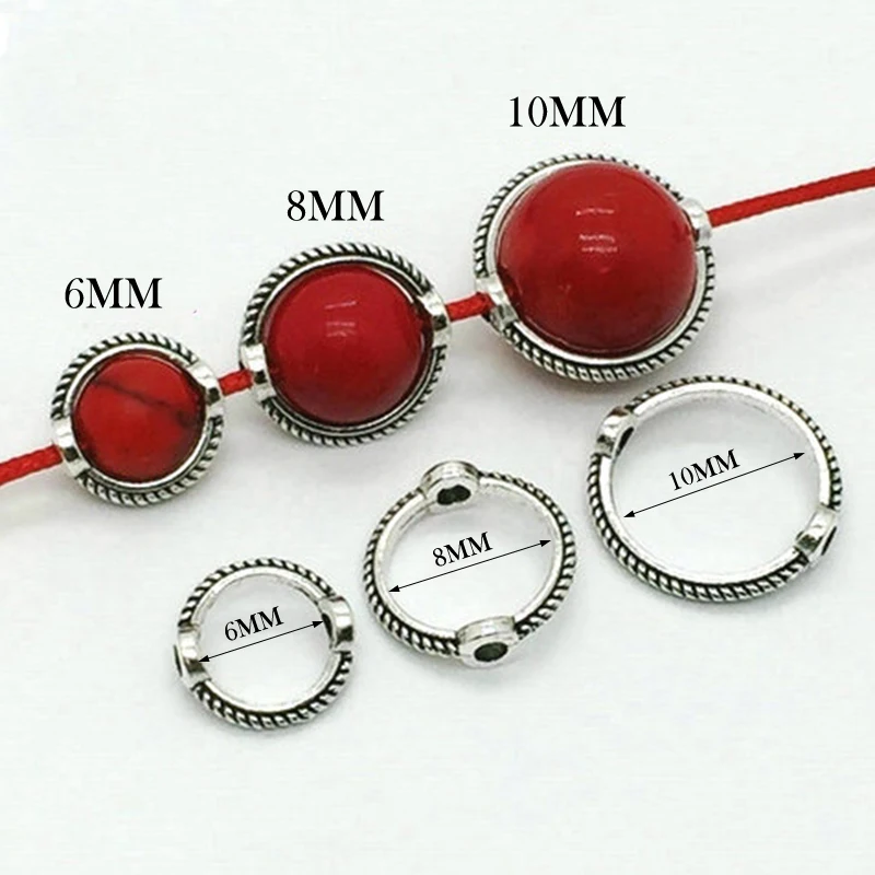 

20Pcs 6/8/10mm Vintage Retro Bead Ring Spacer Beads Cap DIY Bracelet Necklace Beads For Jewelry Making Accessories Finding