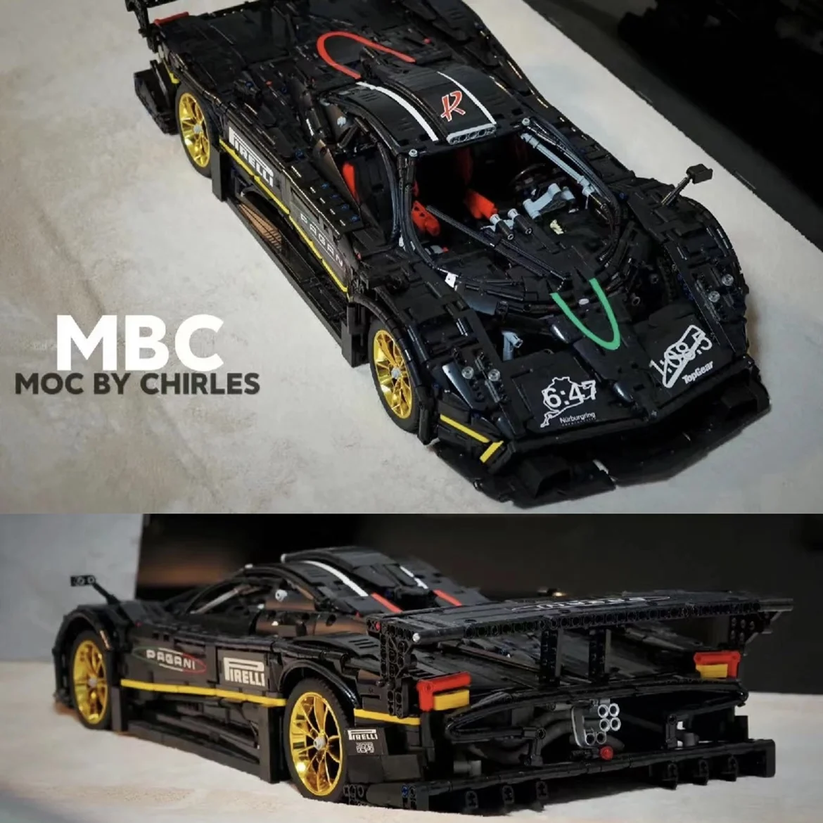 New 220907 Technical MOC PaganiR Zonda R Scale 1:8 Model Bui