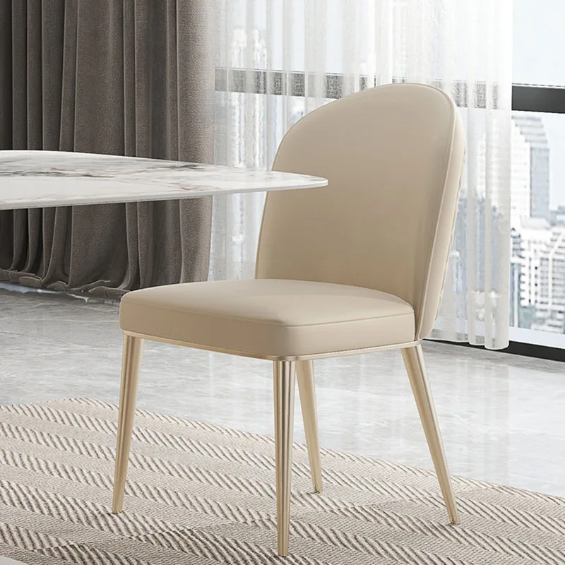 

Minimalist Lounge Dining Chairs Leather Design Gold Stainless Legs Dining Chairs High Back Restaurant Sillas Cocina Furniture