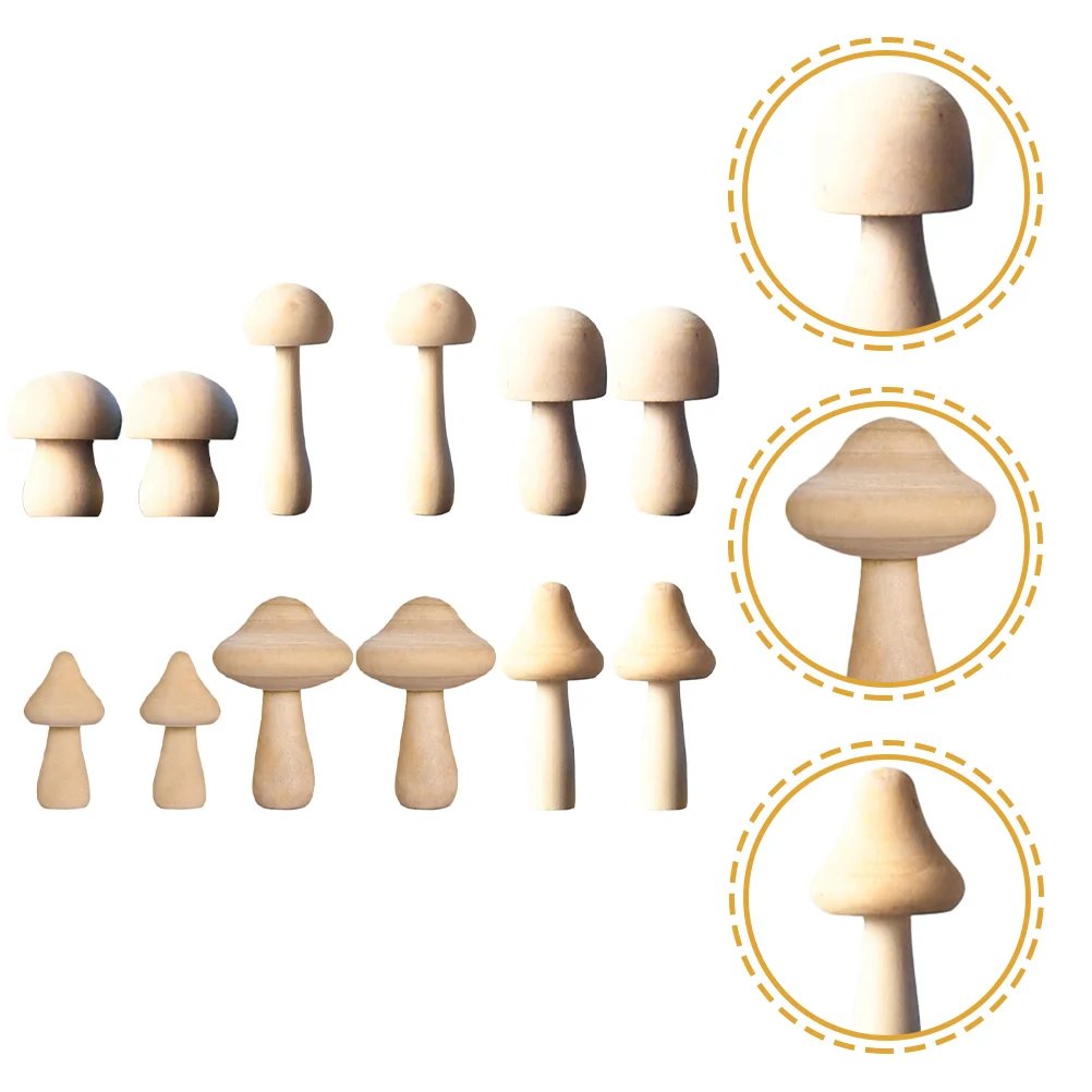 

Mushroom Wooden Peg Mushrooms Model Unpainted Mini Figuresnatural Wood Blank Tiny Diy Painting Toys Toy Statue Figurine