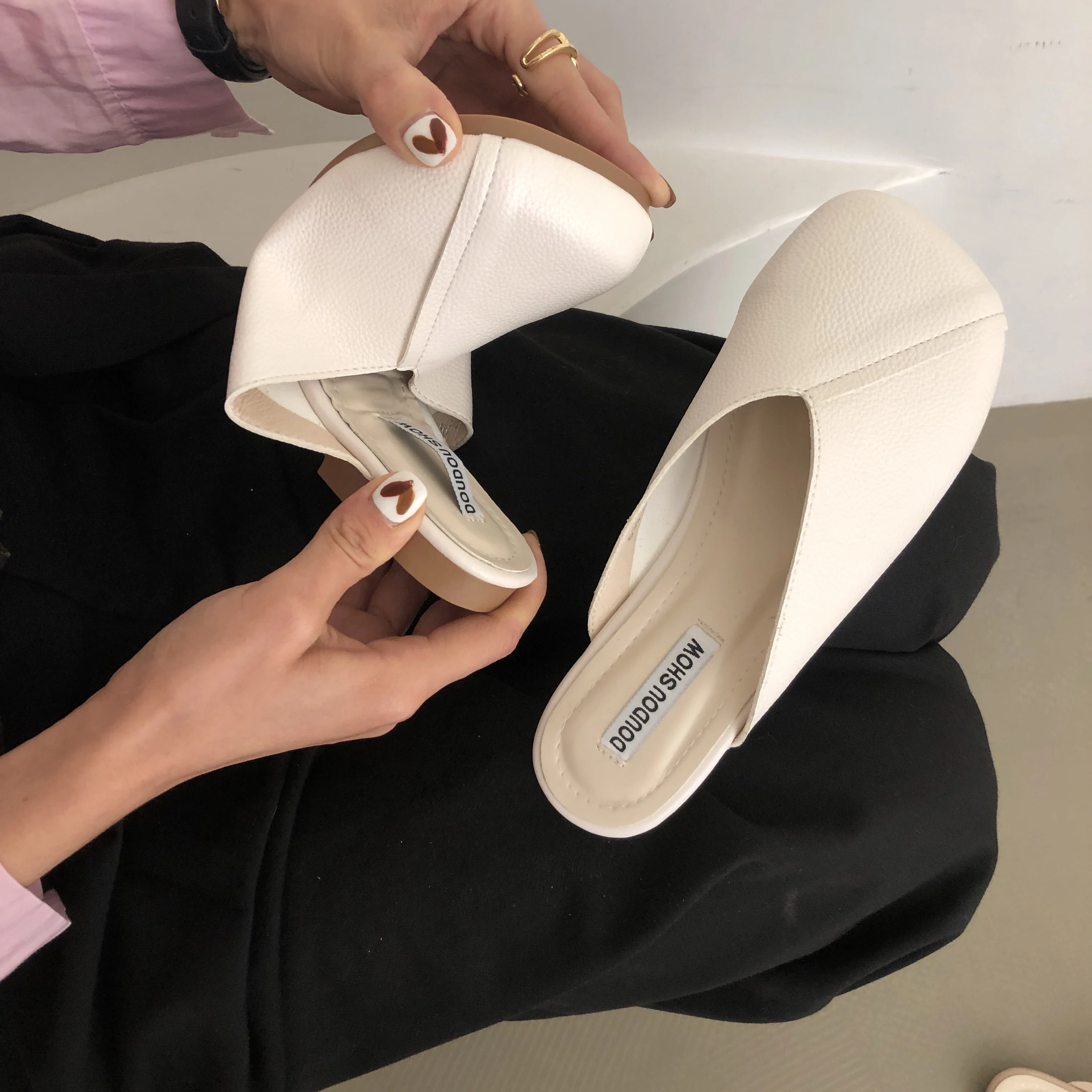 

Women Sandals Summer Women Shoes Soft Bottom Retro Baotou Shoes Woman Half Drag Style Flat Bottom Women Slippers 2021 Plus Size