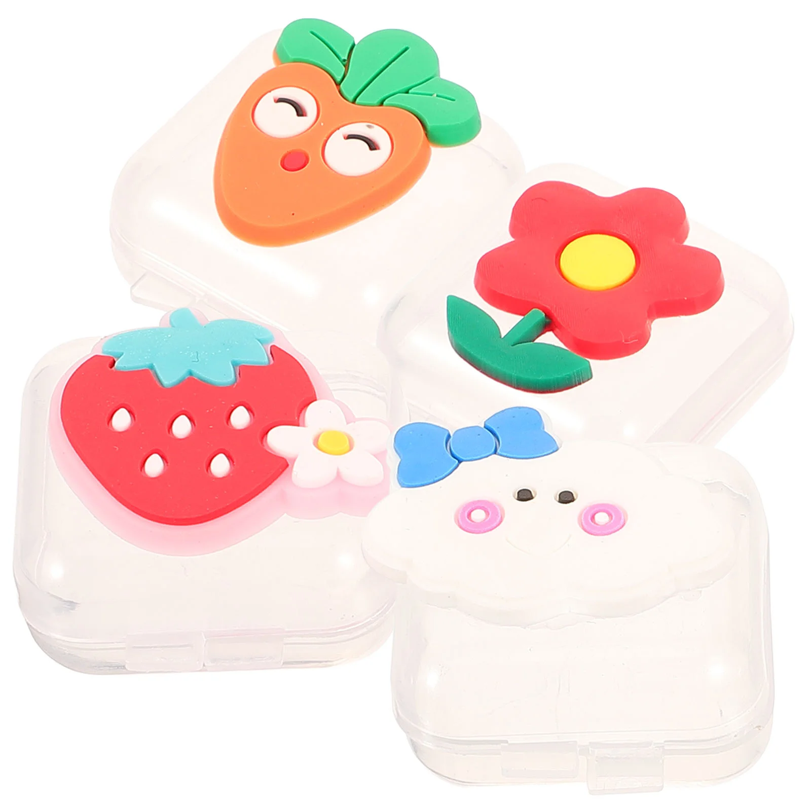 

4pcs Mini Earplug Cases Empty Cases with Lid Cartoon Earplug Jewelry Storage Boxes for Travel